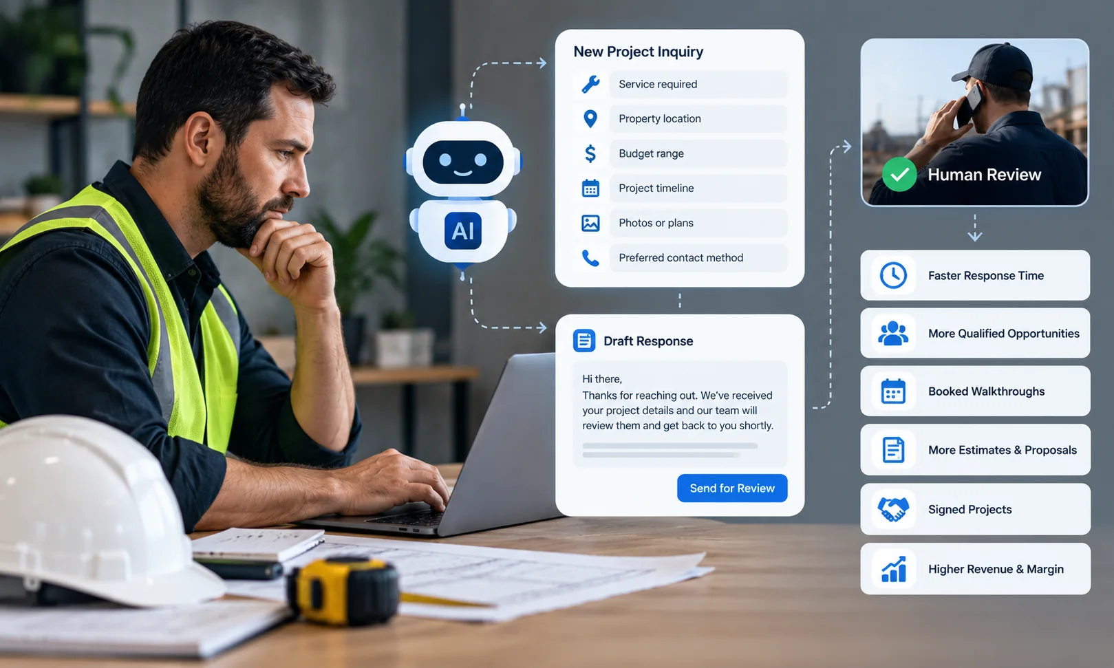 ai lead intake human review construction