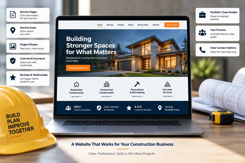 construction business website homepage